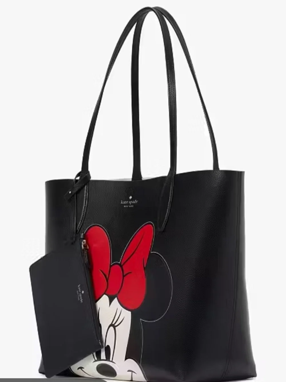 kate spade Kids Black Tote with Pink Minnie Bow Graphic